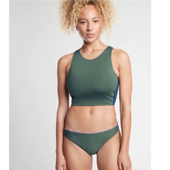 Athleta Other - Athleta Colorblock Crop Bikini Top D-DD, Swim, Amazon Green - Size Medium